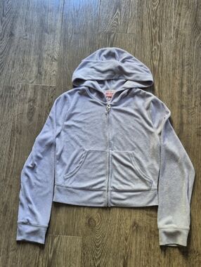 Juicy Couture Lavender Cropped Hooded Zip-Up Terry Hoodie Medium